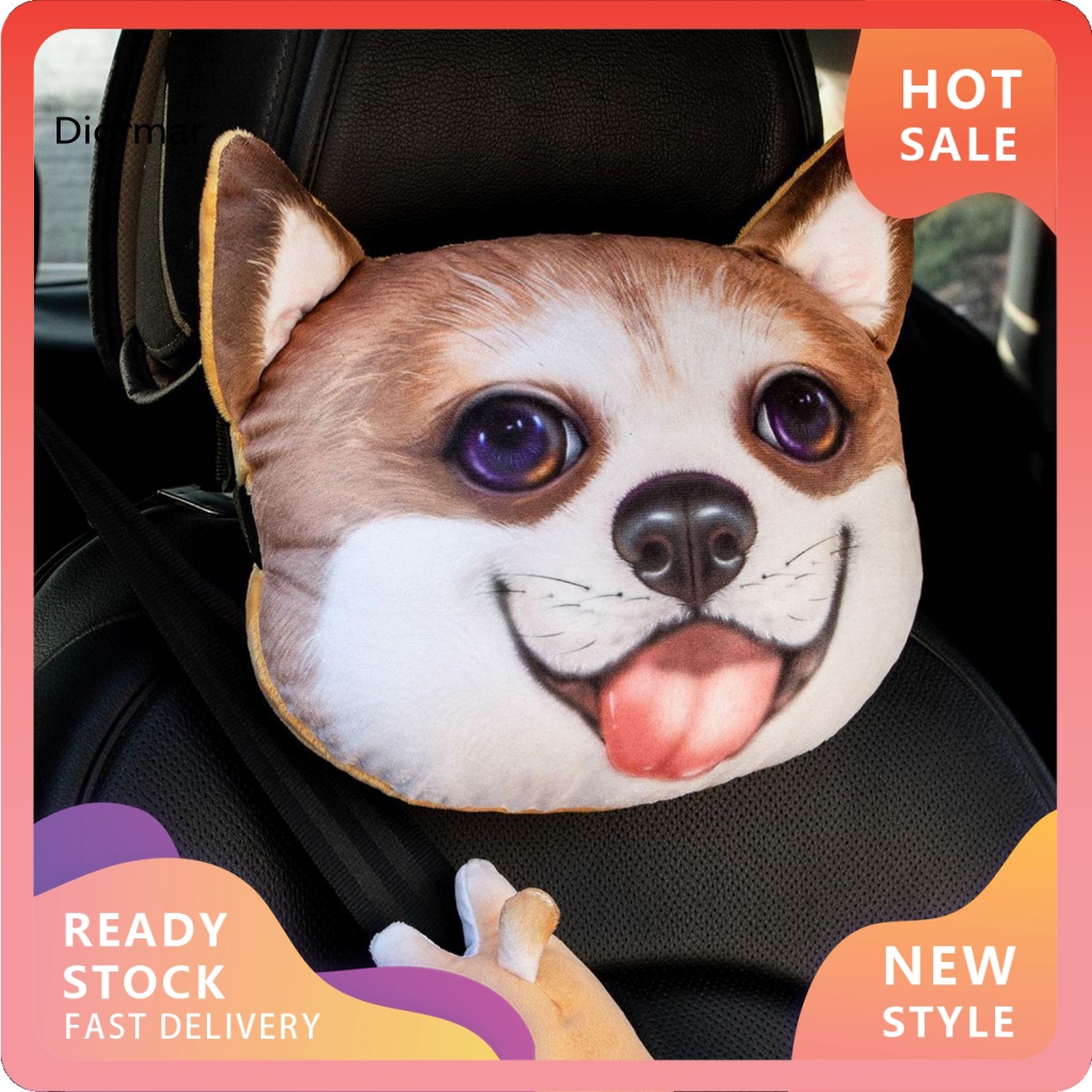 Gối Kê Cổ Gắn Ghế Ngồi Xe Hơi In Họa Tiết Hoạt Hình Cún Con Dễ Thương Tháo Rời Được Tiện Lợi