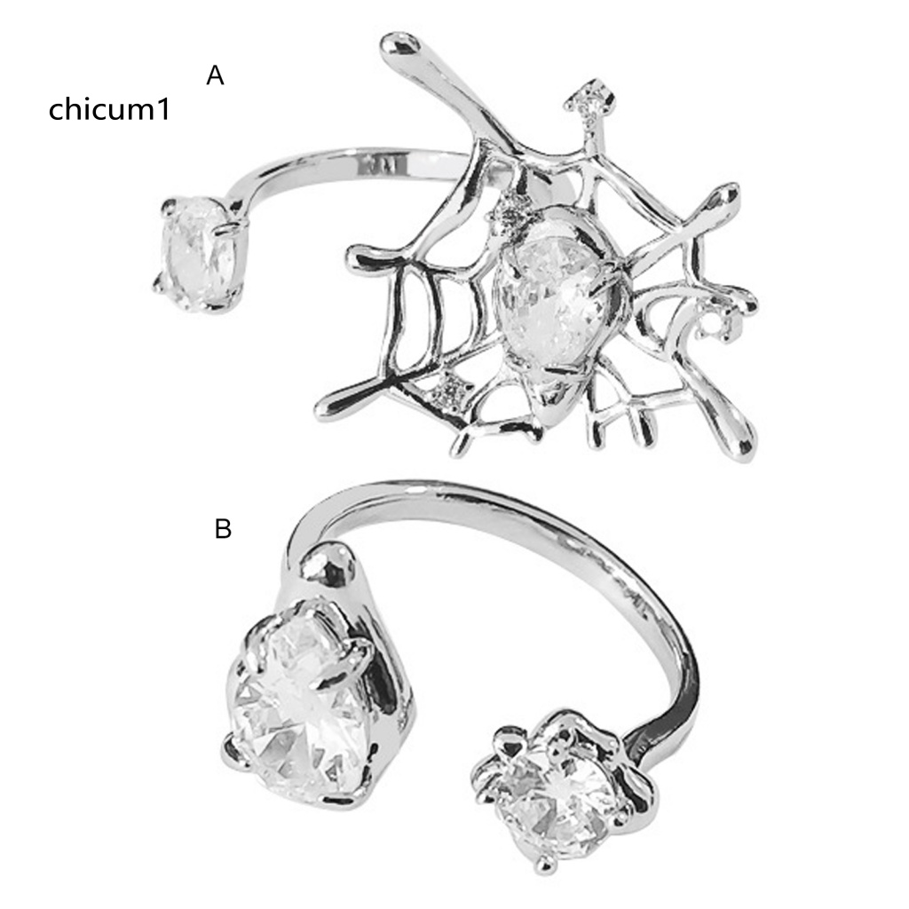 Nhẫn Hở Hình Nhện Đính Đá Lấp Lánh Có Thể Điều Chỉnh