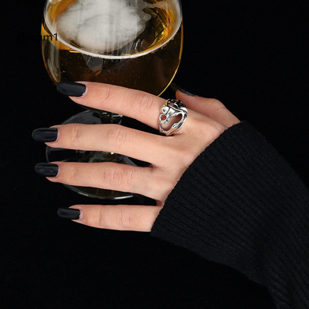 Nhẫn Hở Mạ Điện Màu Sắc Trơn Phong Cách Retro Thời Trang Cho Nữ