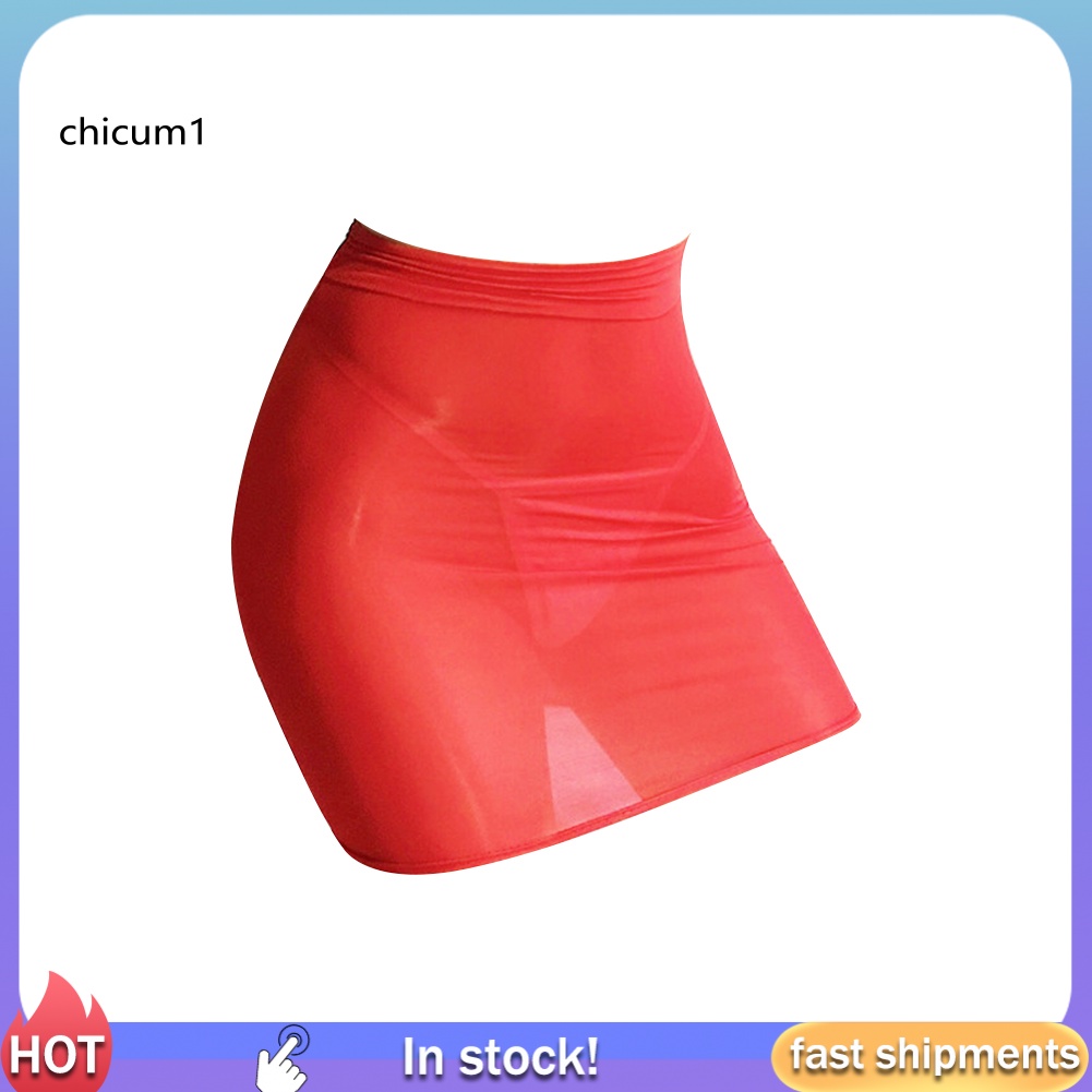 Chân Váy Ngắn Xuyên Thấu Màu Trơn Co Giãn Trong Suốt Gợi Cảm