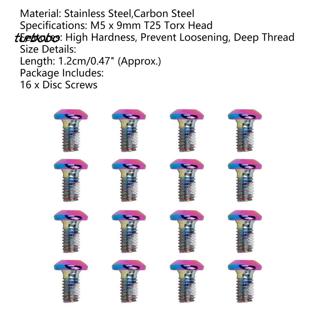 Set 16 Ốc Vít M5X9Mm T25 Torx Dành Cho Đĩa Xích Xe Đạp