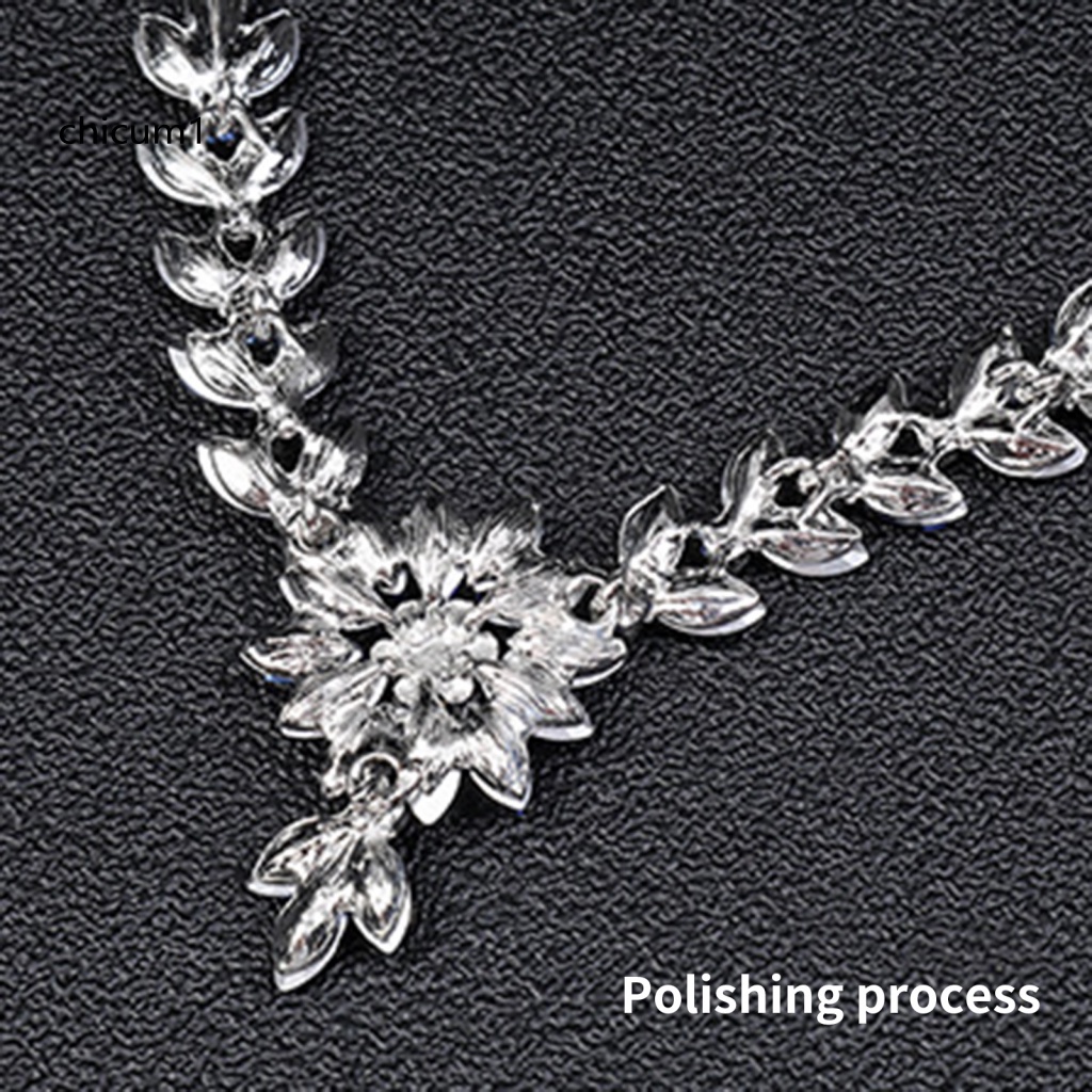 1 Set Vòng cổ Và Bông Tai Đính Đá Pha Lê Nhân Tạo Màu Sắc Tương Phản Phong Cách Vintage