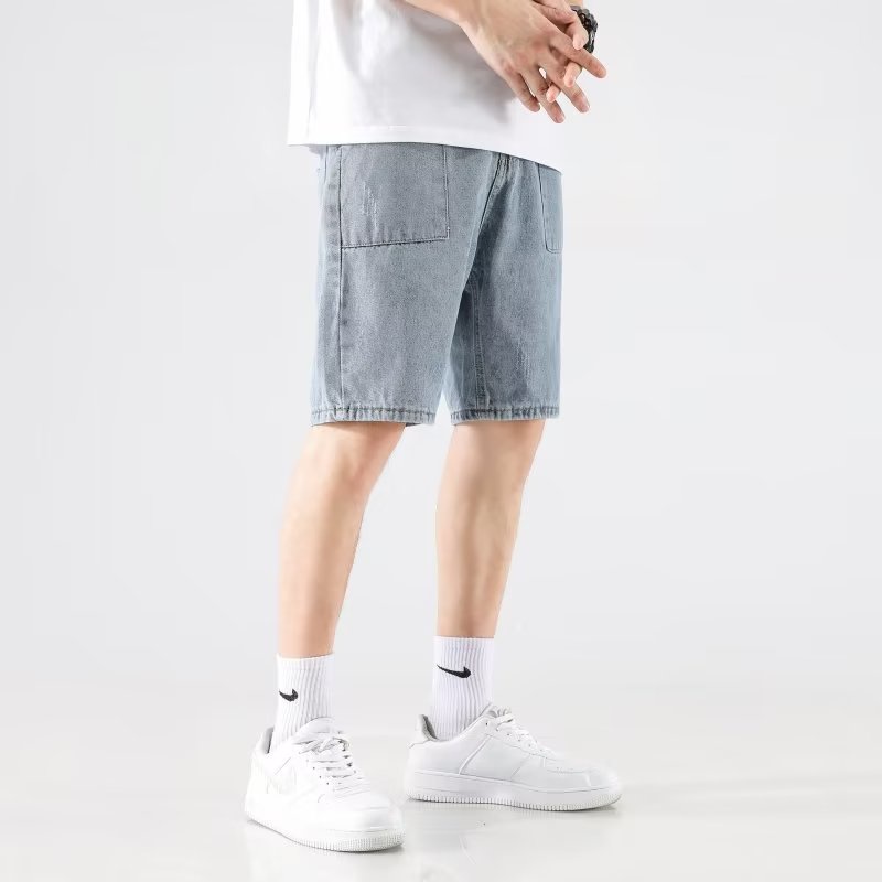 Quần Short Denim Ống Rộng Phối Túi Lớn Thời Trang Mùa Hè Mới Cho Nam