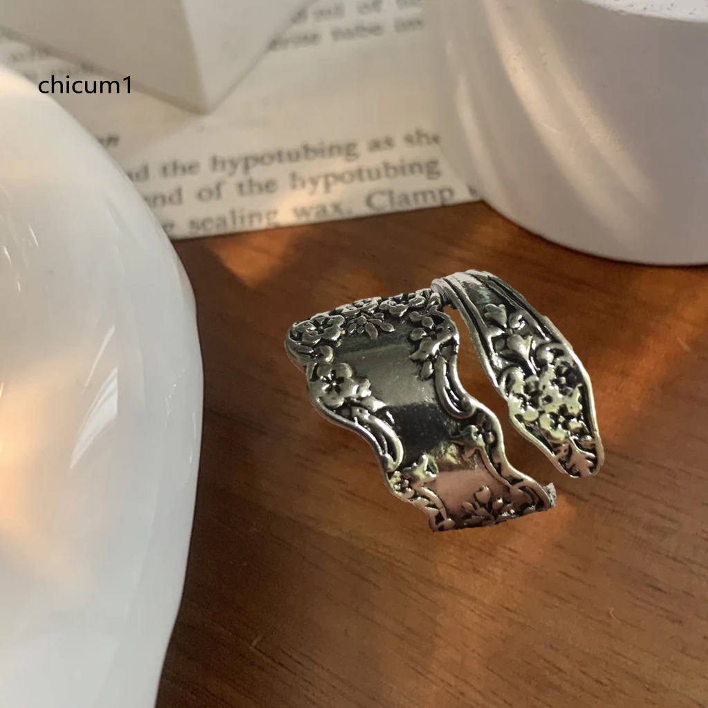 Nhẫn Dạng Mở Mạ Điện Họa Tiết Hoa Hình Học Không Phai Màu Phong Cách Vintage