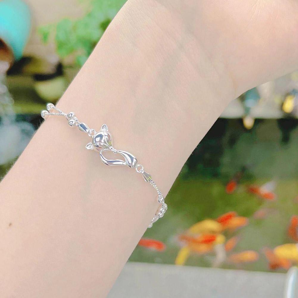 Vòng Đeo Tay Màu Bạc Hình Con Cáo Dễ Thương Sáng Tạo Dành Cho Nữ
