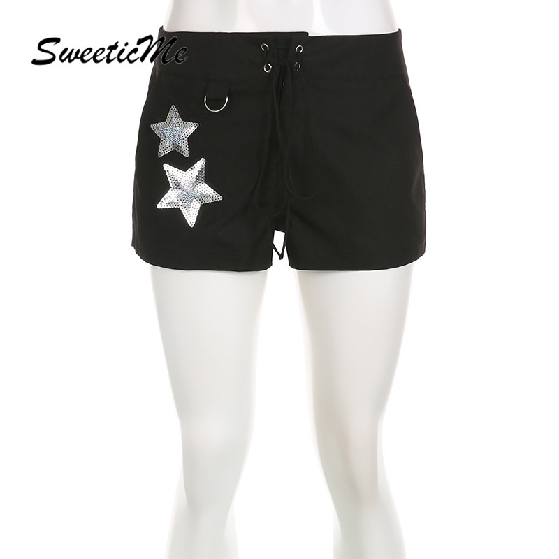Quần Short Nữ Lưng Thấp Cột Dây In Họa Tiết Ngôi Sao Thời Trang 2023