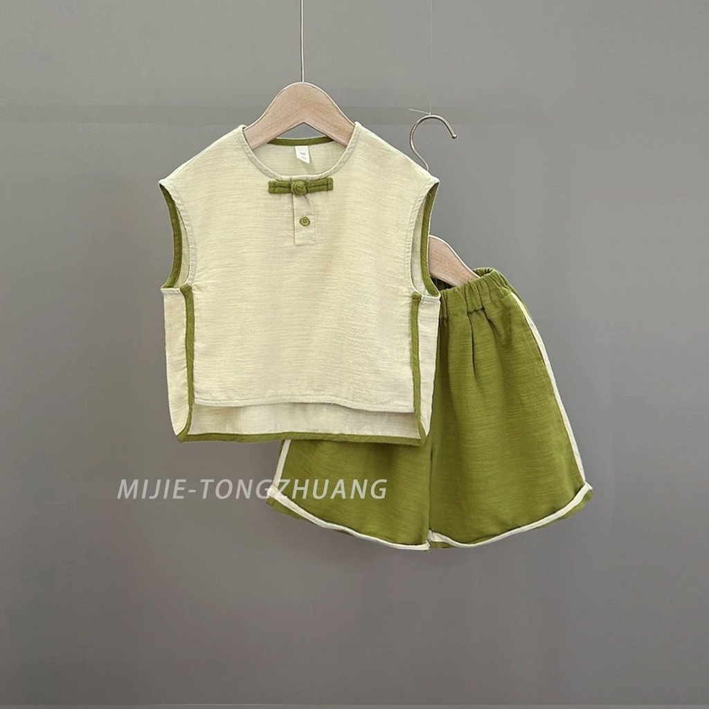 Áo Thun Không Tay Phong Cách Hàn Quốc Thời Trang Mùa Hè Cho Bé Trai