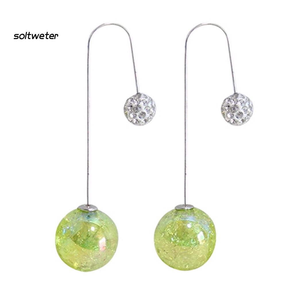 Khuyên Tai Nữ Trang Dáng Dài Đính Ngọc Trai Giả 2 Đầu Tạo Hình Độc Đáo