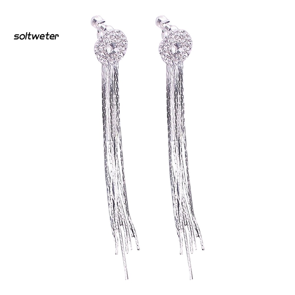 Bông Tai Dáng Dài Đính Đá Lấp Lánh Thời Trang Cho Nữ