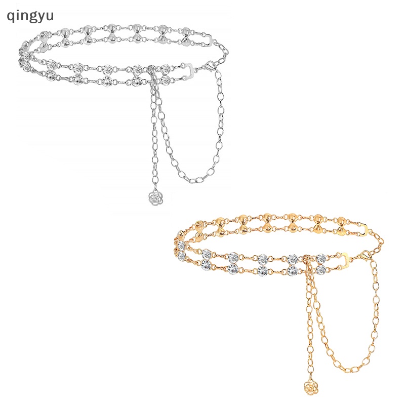 Dây Xích Đeo Thắt Lưng Hai Lớp Bằng Hợp Kim Đính Kim Cương Pha Lê Sáng Tạo Thời Trang Đa Năng Mới Dành Cho Bạn Nữ