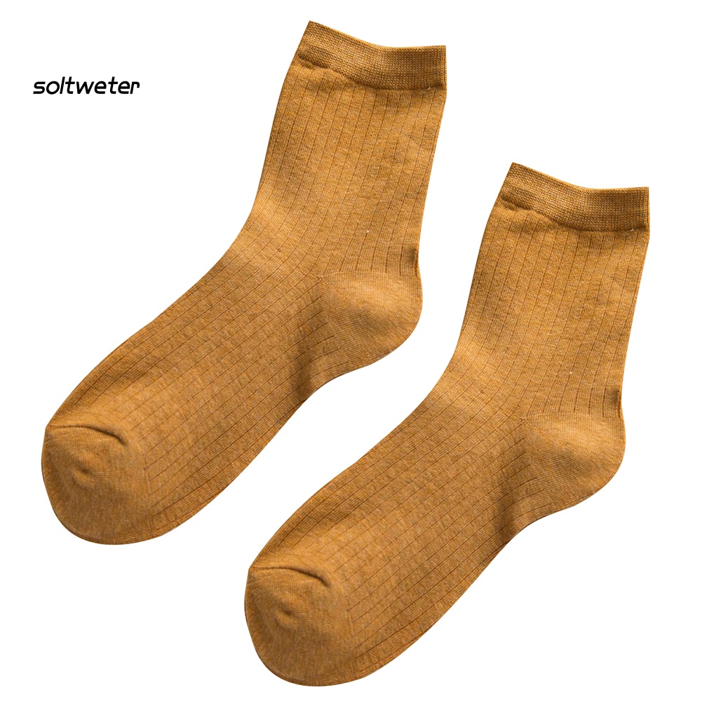 Vớ Cotton Mềm Mại Màu Trơn Thoáng Khí Giữ Ấm Mùa Đông Cho Nữ