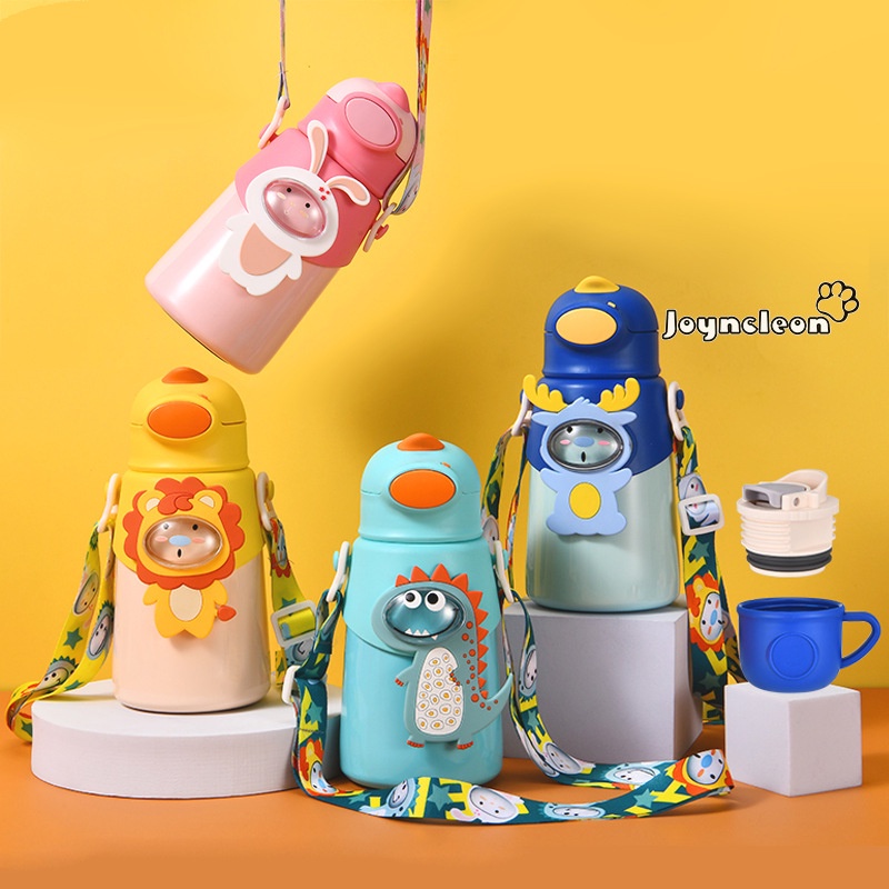 Joyncleon Bình Nước Giữ Nhiệt Bằng Thép Không Gỉ Có Ống Hút Cho Bé