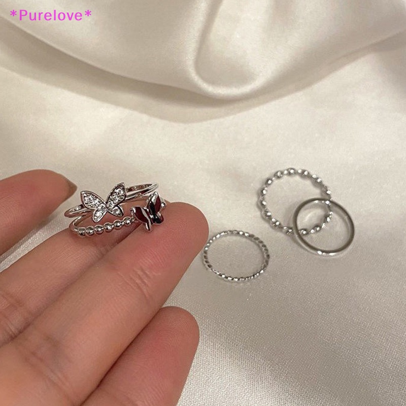Bộ 4 Nhẫn Hình Bướm Có Thể Điều Chỉnh Thời Trang Dành Cho Nữ Mới