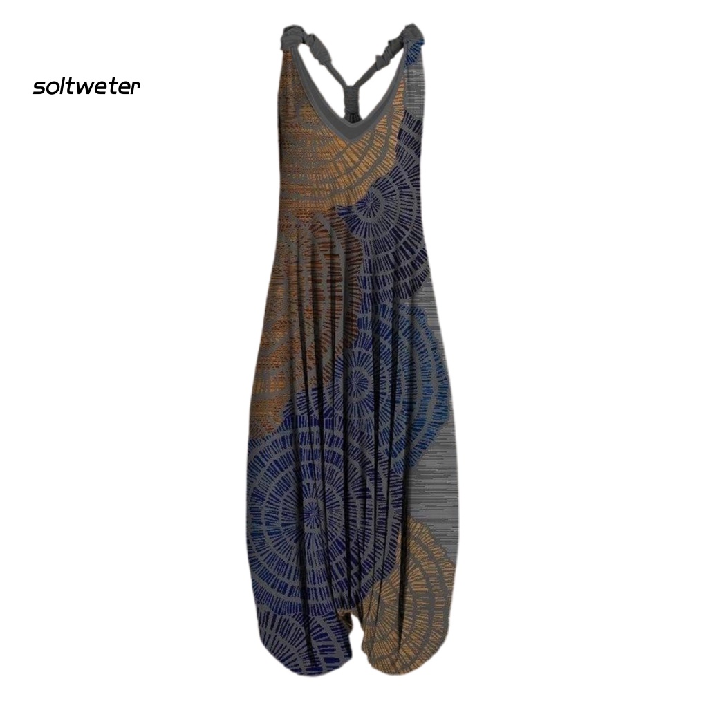 St Áo liền quần Hai Dây In Họa Tiết Dân Tộc Phong Cách Đường Phố Hợp Thời Trang Cho Nữ