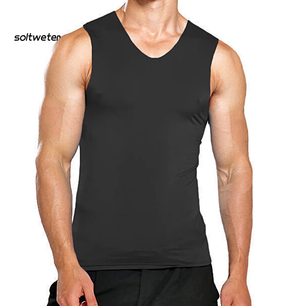 Áo Thun Ba Lỗ Cổ Chữ V Bằng Lụa Lạnh Nhanh Khô Cho Nam Mặc Hàng Ngày