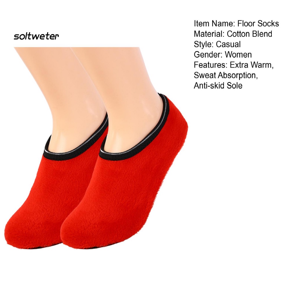 1 Đôi Tất Chống Trượt Đế Dày Giữ Ấm Màu Sắc Tương Phản Thời Trang Mùa Đông Cho Nữ