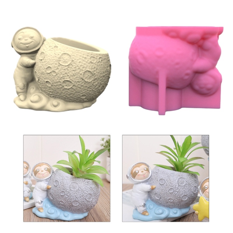 Sa Khuôn Silicon Làm Chậu Hoa Hình Phi Hành Gia Xinh Xắn