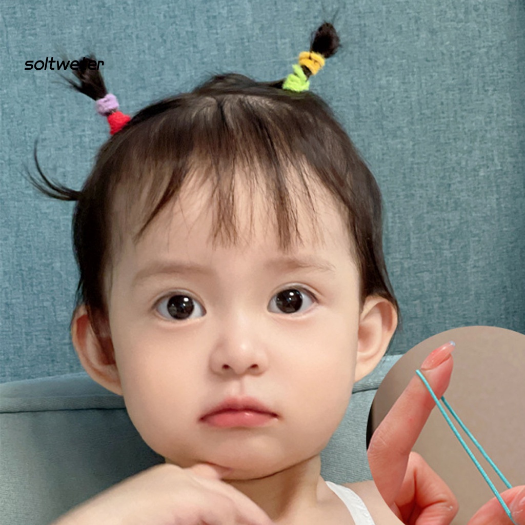Bộ 300 Dây Cột Tóc Độ Co Giãn Cao Không Đau Không Đường May Cho Bé