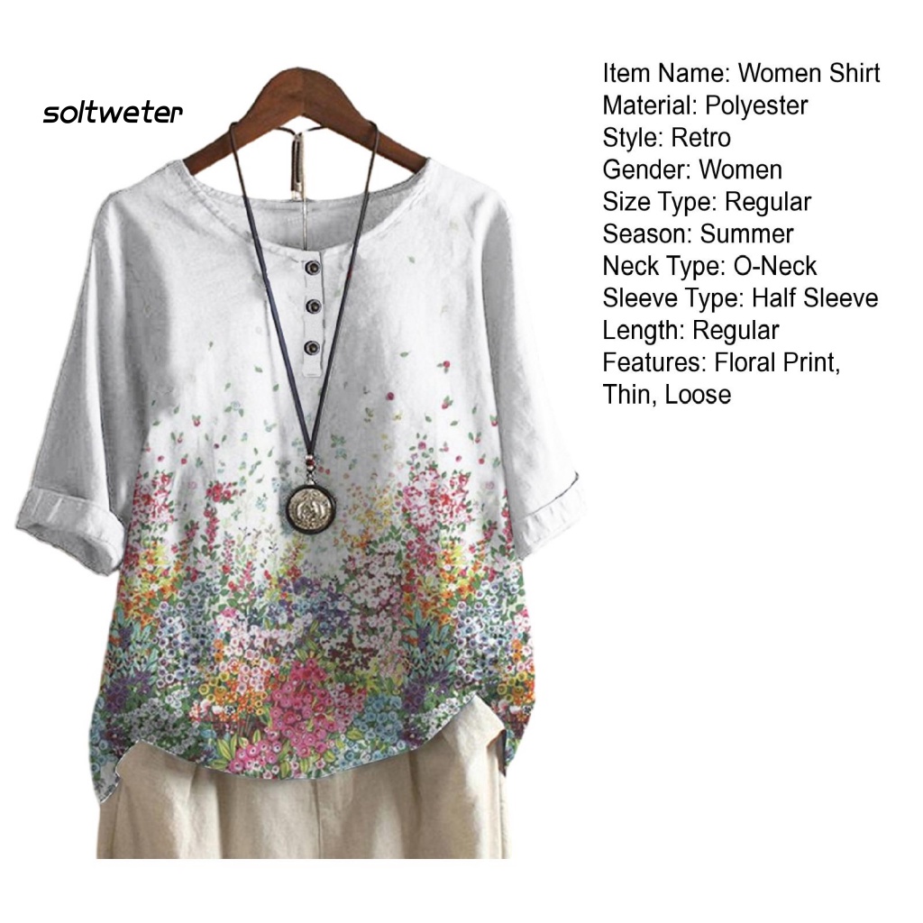 Áo Sơ Mi Tay Lửng Cổ Tròn In Họa Tiết Hoa 3D Phong Cách Đường Phố Thời Trang Mùa Hè Dành Cho Nữ