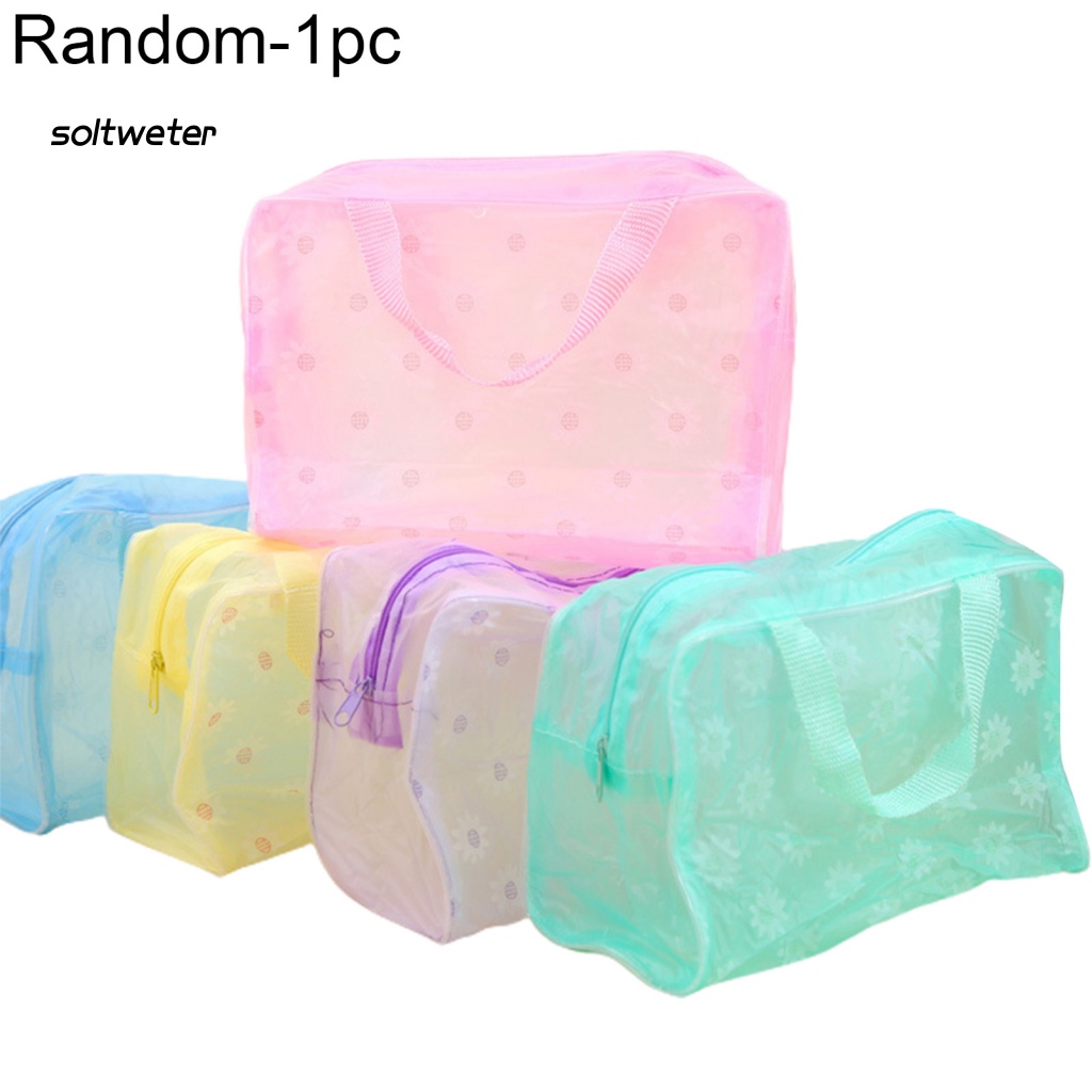 Túi Đựng Mỹ Phẩm Trong Mờ Kháng Nước Họa Tiết Hoa Xinh Xắn