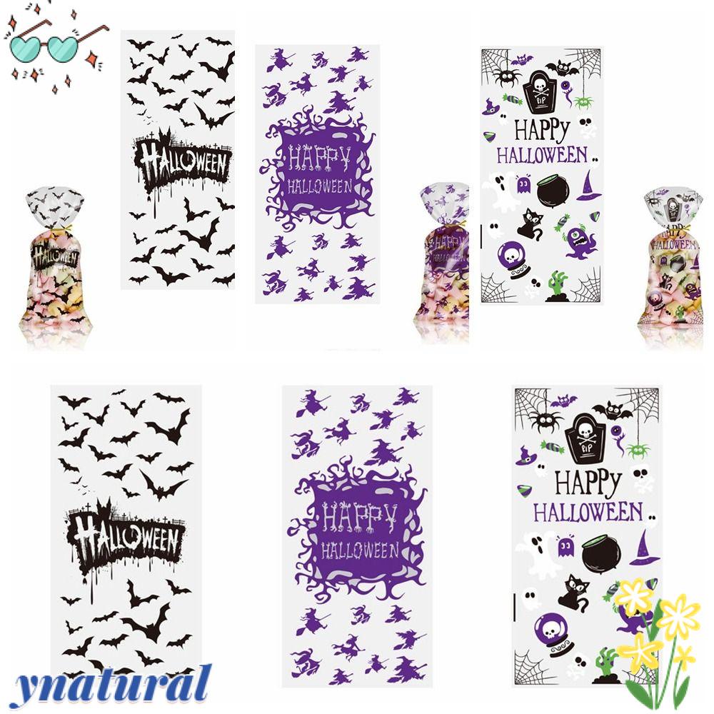 YNATURAL Set 50 Túi Đựng Kẹo / Bánh Quy Họa Tiết Đầu Lâu / Dơi Độc Đáo Thời Trang DIY