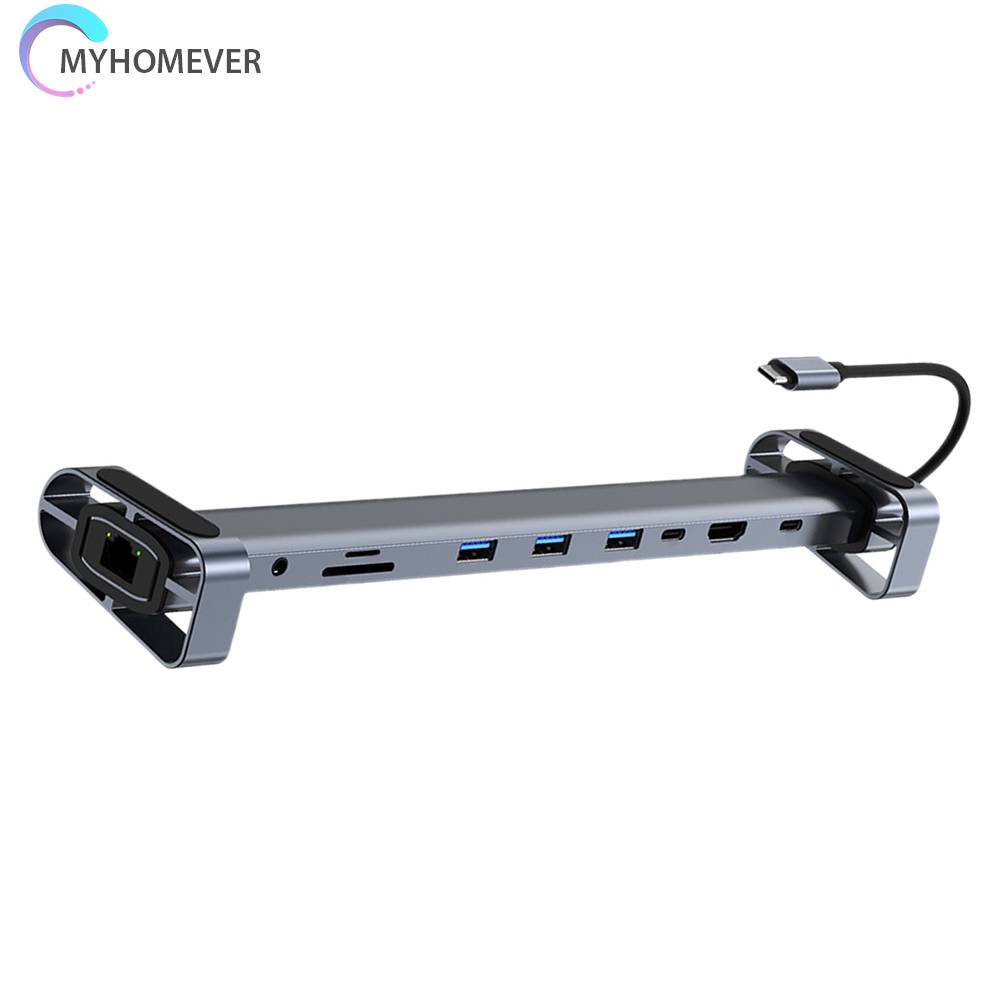 Bộ Chia Nhiều Cổng USB C 10 Trong 1 100W PD RJ45 Gigabit Ethernet Cho Macbook Huawei