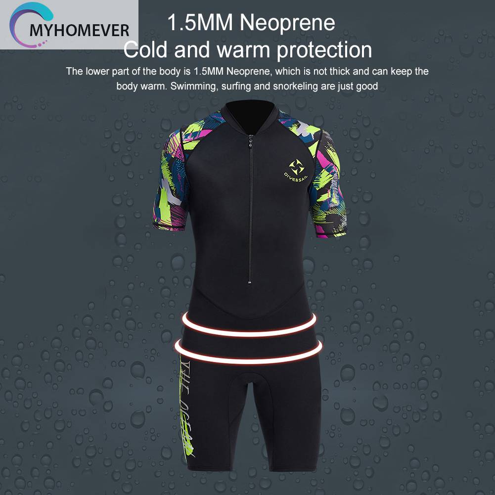 Bộ Đồ Lặn Toàn Thân Chống Tia UV Cao Su Tổng Hợp Có Khóa Kéo Trước Dày 1.5MM