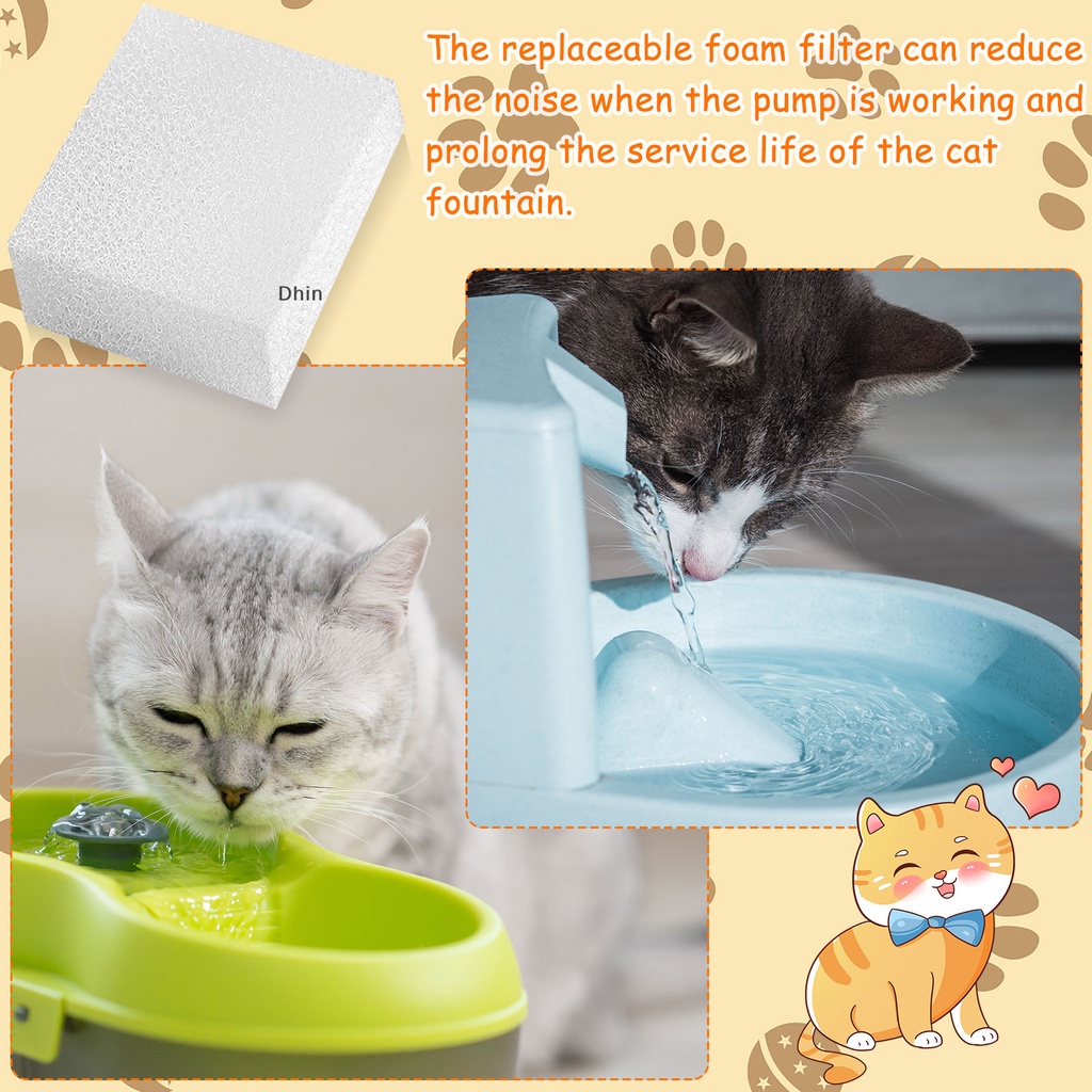 [Dhin] 32 Pcs Pet Replacement Sponge Filters Pet Fountain Filter Foam for 67oz/ 2L Dog Cat Water Fountain Filters Pet Fountain Replacement Foam Sponge Pre-Filters for Multiple Pet