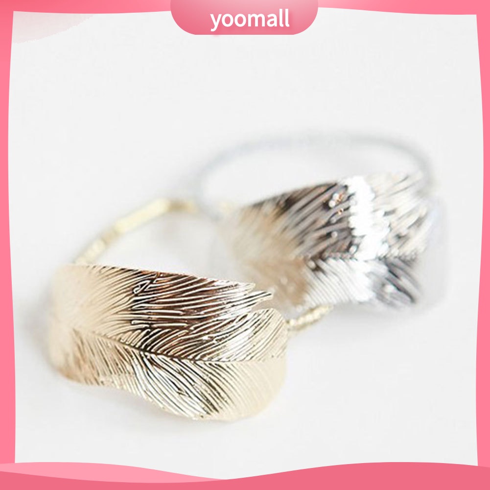 Dây Cột Tóc Đuôi Ngựa Co Giãn In Họa Tiết Chiếc Lá Hợp Kim Thời Trang Cho Nữ