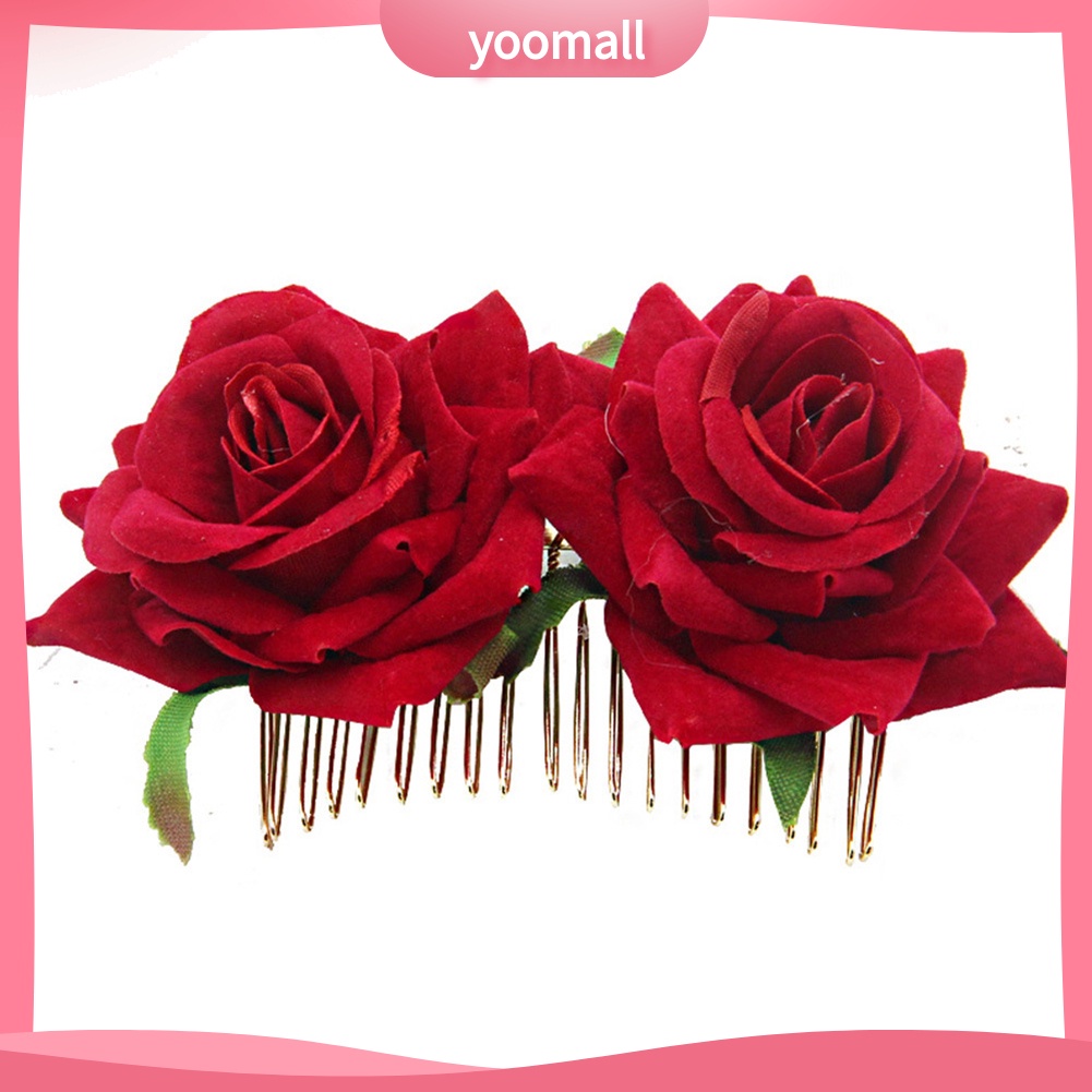 Lược Cài Tóc Hình Hoa Hồng Cho Cô Dâu