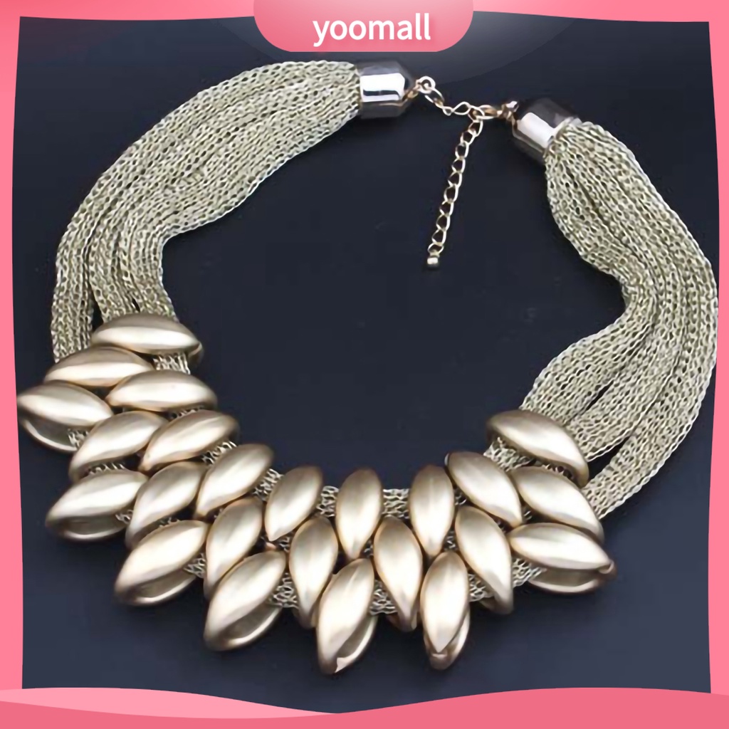 Vòng Cổ Choker Nhiều Lớp Mặt Lá Hợp Kim Cho Nữ