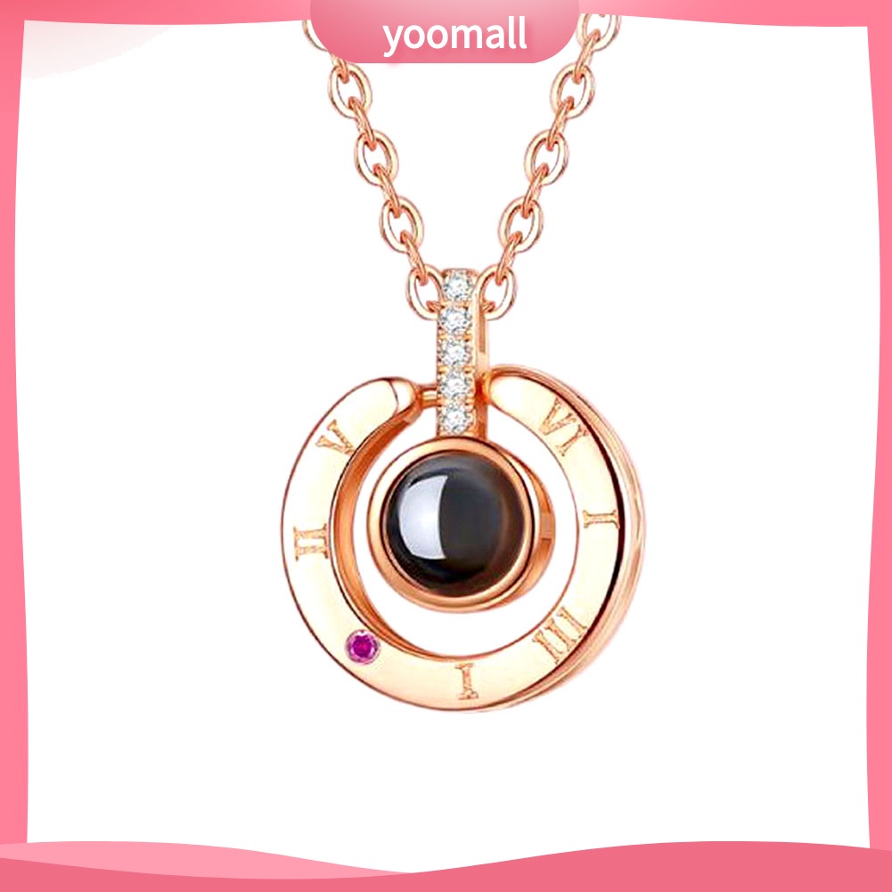 Vòng cổ Mặt Tròn Khắc Chữ I LOVE YOU in 100 Ngôn Ngữ Đính Đá Thời Trang