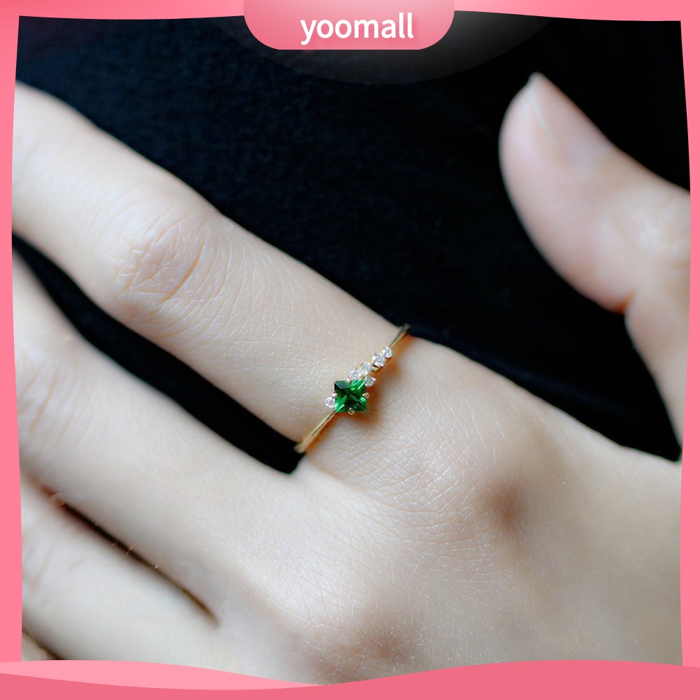 Nhẫn Đính Hôn Đính Đá Ngọc Lục Bảo Nhân Tạo Thời Trang Dành Cho Nữ