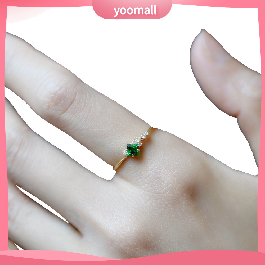 Nhẫn Đính Hôn Đính Đá Ngọc Lục Bảo Nhân Tạo Thời Trang Dành Cho Nữ
