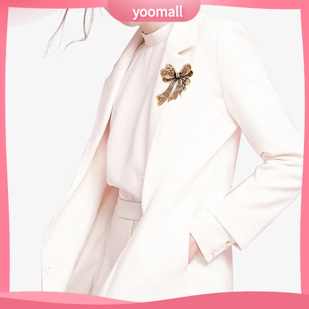 Ghim Cài Áo Hình Nơ Đính Đá Bằng Hợp Kim