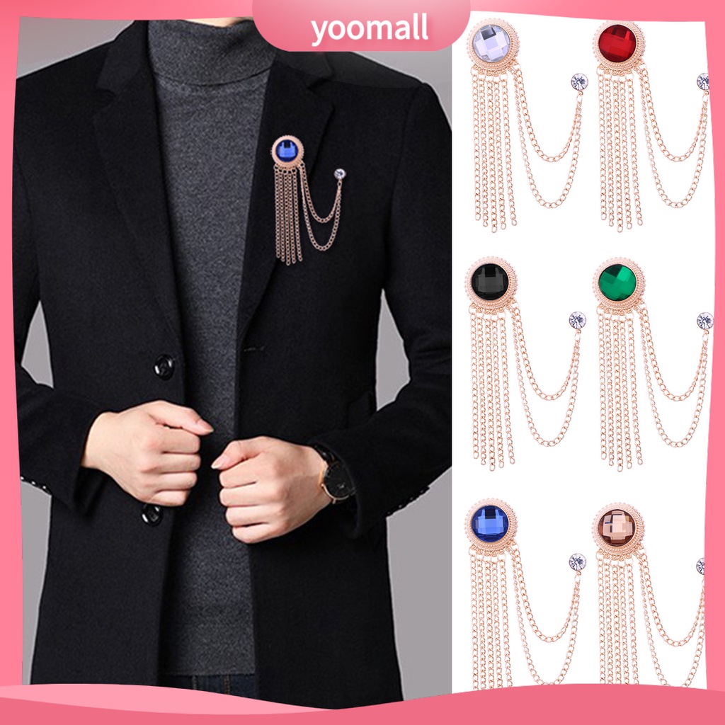 Ghim Cài Áo Dạng Chuỗi Xích Lấp Lánh Mạ Điện Lên Màu Nhanh Phong Cách Cổ Điển Cho Nam