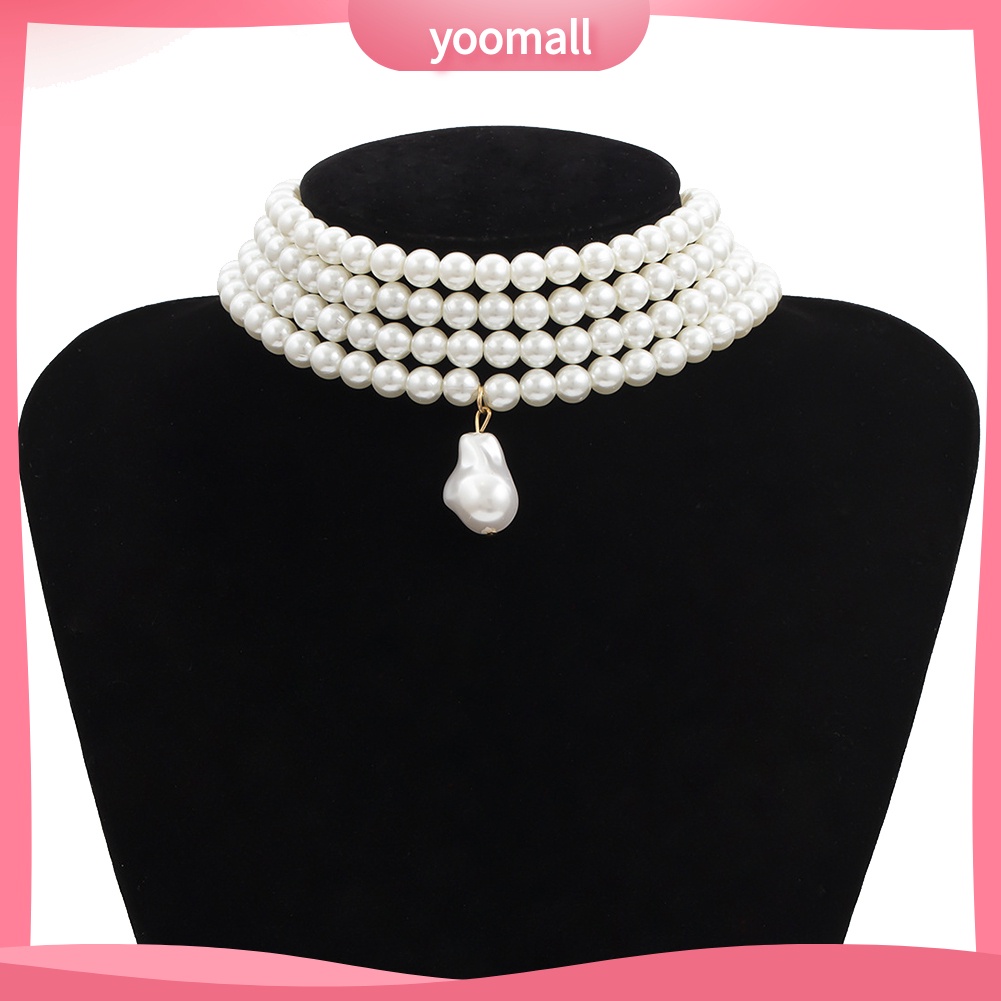 Vòng Cổ Choker Nhiều Lớp Đính Hạt Ngọc Trai Nhân Tạo Thanh Lịch Dành Cho Nữ