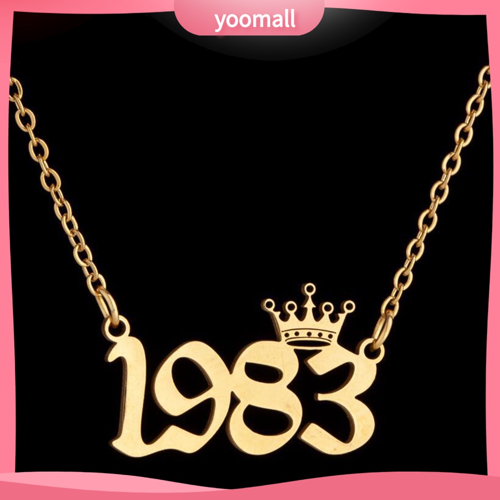 Vòng cổ Mặt Số Năm Mới 1980-1999 Bằng Thép Không Gỉ Dành Cho Nữ