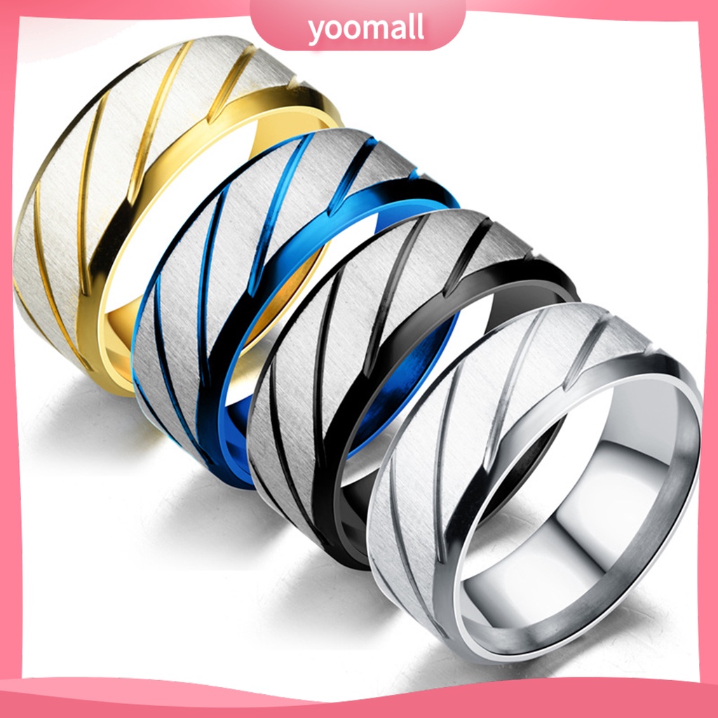 Nhẫn Cặp Bằng Thép Không Gỉ Họa Tiết Hình Học Dễ Phối Đồ