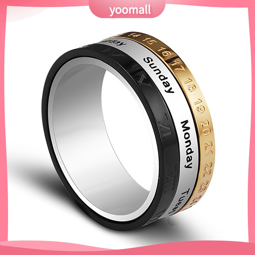 [YM] Nhẫn Titan Ba Chiếc Lịch Ngày Tháng Xoay Sáng Tạo