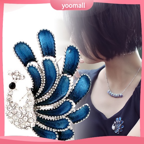 Ghim Cài Áo Hình Chim Công Đính Đá Nhân Tạo Thời Trang