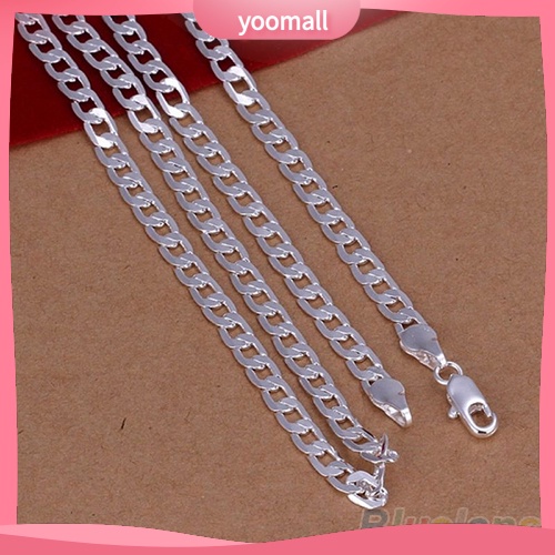 Vòng cổ Mạ Bạc Bản Dẹt 4mm Thời Trang Unisex