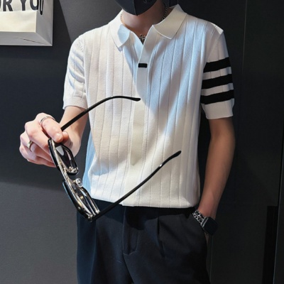 Áo Thun Polo Dệt Kim Tay Ngắn Thời Trang Mùa Hè 2023 Mới Cho Nam