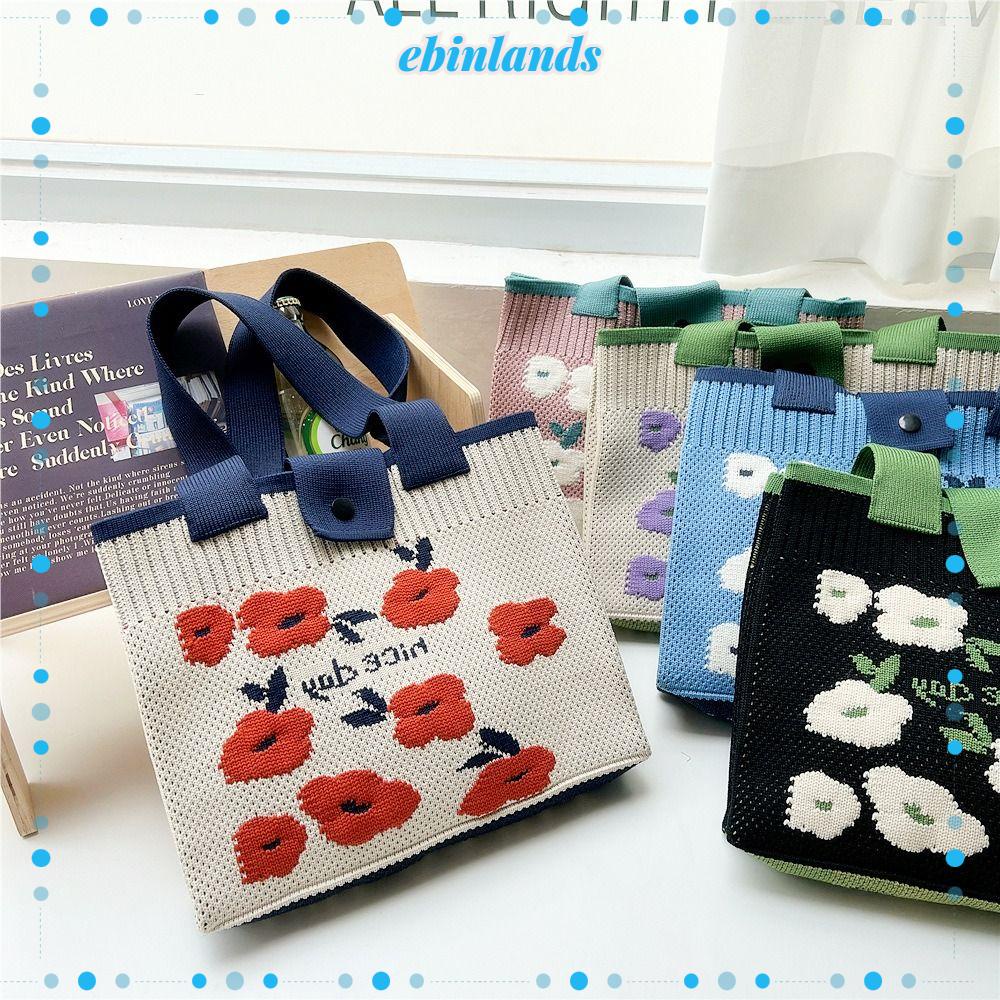 EBINLANDS Túi Xách Đeo Vai Dệt Kim Họa Tiết Hoa Có Thể Tái Sử Dụng Cho Nữ