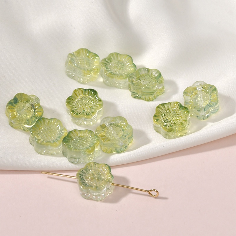 Set 10 Hạt Xỏ Lỗ Trong Suốt Hình Hoa Hướng Dương Làm Trang Sức DIY