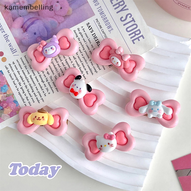 Kẹp Tóc Mái Hiên Hình Nơ Trái Tim Đôi Sanrio Dễ Thương Sử Dụng Hàng Ngày