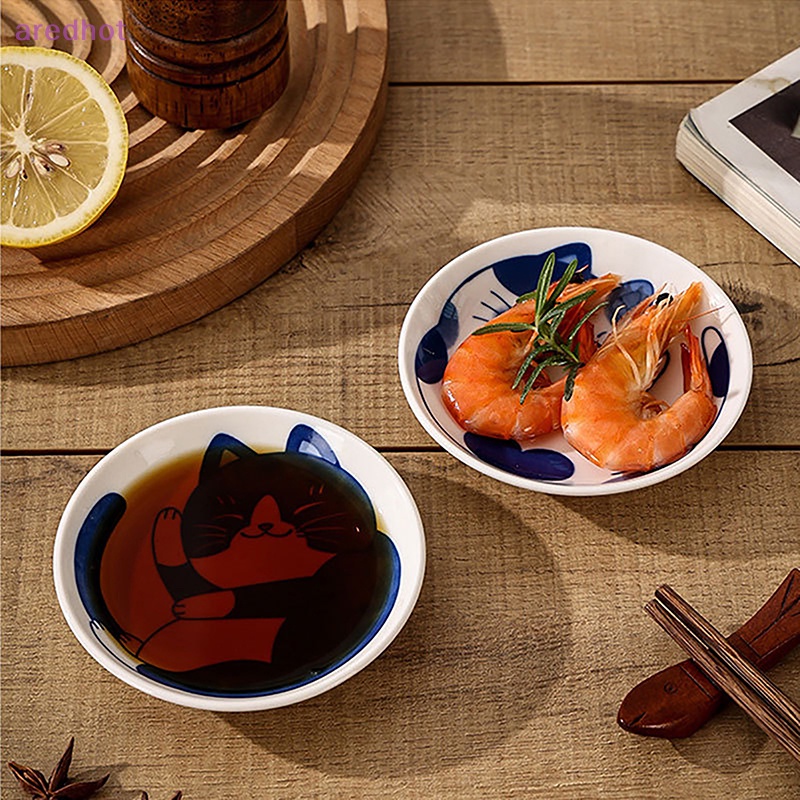 1 Đĩa Sứ Đựng Nước Chấm Hình Mèo May Mắn Phong Cách Nhật Bản Mới