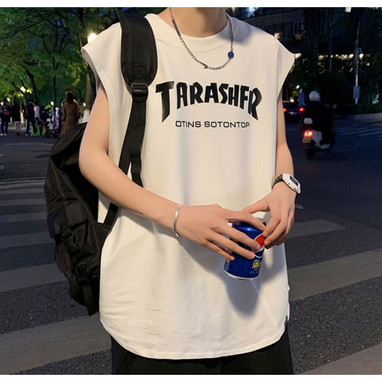 Áo Thun Sát Nách Dáng Rộng Vải Lụa Mát Thời Trang Mùa Hè Phong Cách Mỹ Cao Cấp Cho Nam