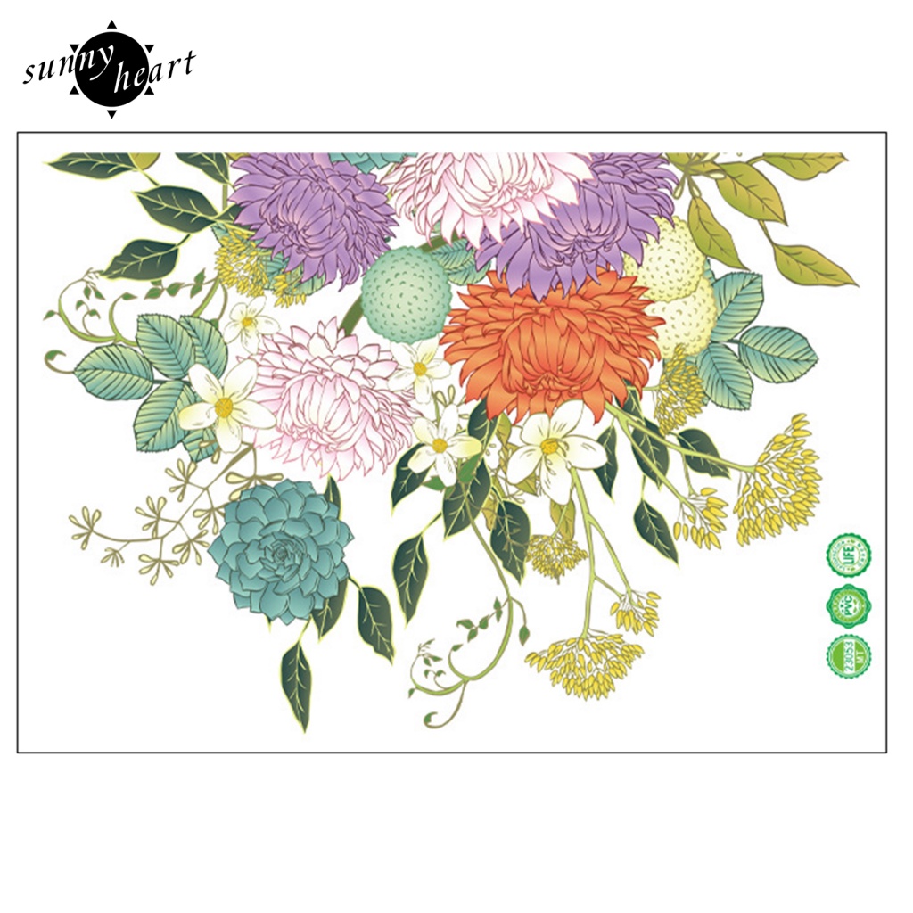 Sunnyheart Miếng Dán Tường Trang Trí Nội Thất Bằng Thủy Tinh Khô Mịn Hình Hoa Không Thích Hợp Cho Bề Mặt Bẩn Hoặc Bề Mặt Thô