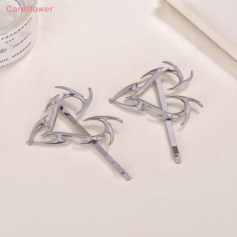 < Cardflower > Kẹp Tóc Kim Loại Hình Trái Tim Trái Tim Phong Cách Hip Hop Hàn Quốc Cá Tính Dành Cho Nữ